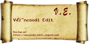 Váncsodi Edit névjegykártya